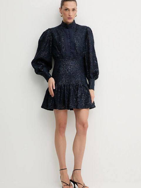 Bardot sukienka kolor granatowy mini rozkloszowana 58421DB4