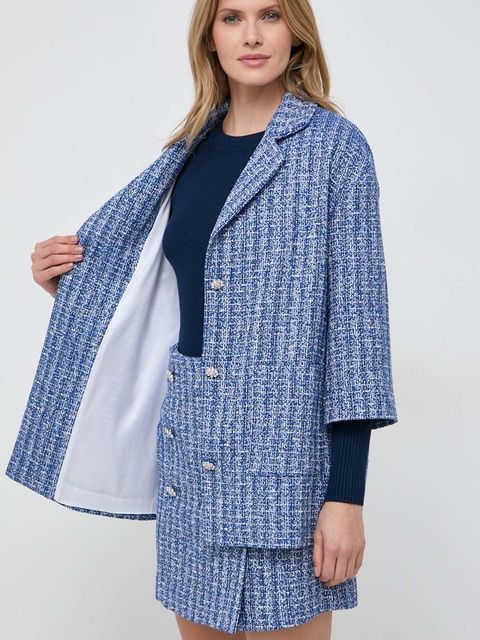 Custommade marynarka Grace kolor niebieski jednorzędowa wzorzysta 999830868