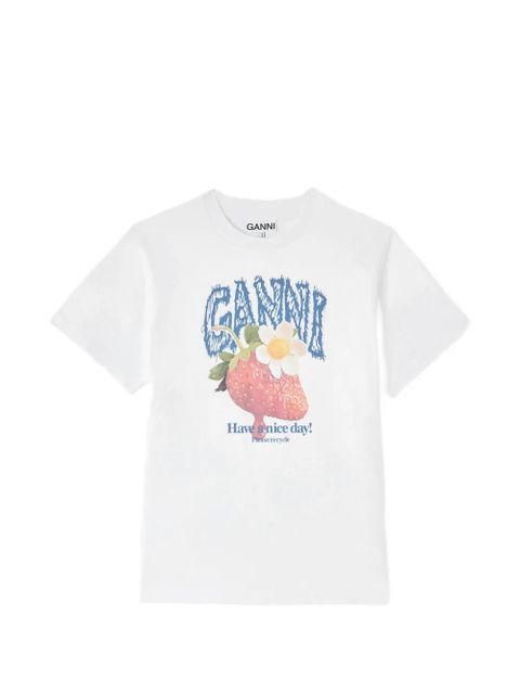 GANNI strawberry-print T-shirt - White - zdjęcie produktu nr 2
