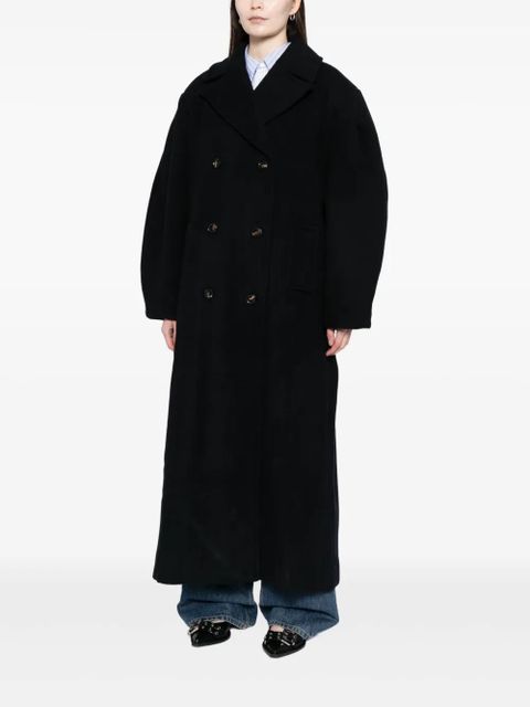GANNI oversized long peacoat - Black