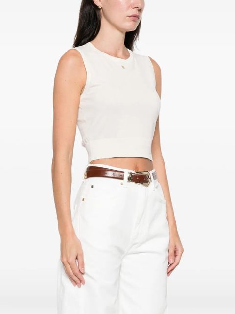 SANDRO round-neck logo-plaque tank top - Neutrals