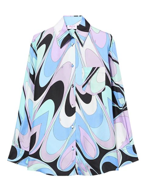 PUCCI onde-print pocket silk shirt - Blue - zdjęcie produktu nr 1