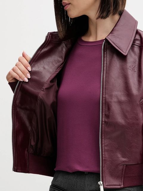 Calvin Klein Jeans kurtka kolor bordowy przejściowa LV047C518G