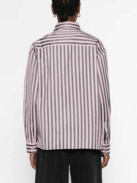 ETRO Pegaso-embroidered striped shirt - Pink
