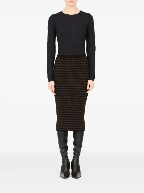 MM6 Maison Margiela ribbed striped midi skirt - Brown