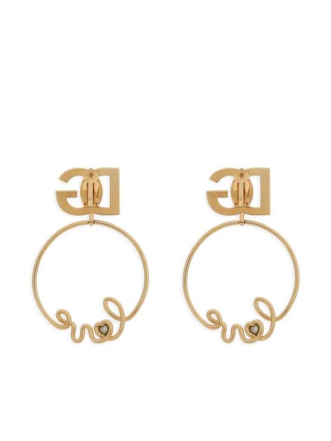Dolce & Gabbana DG-logo clip-on hoop earrings - Gold