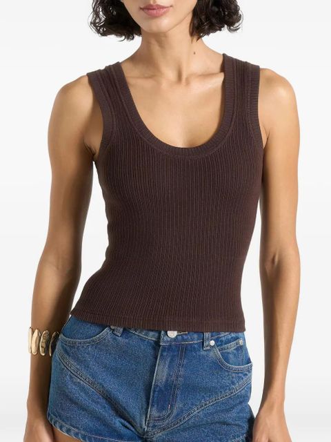 Manière De Voir Liane ribbed scoop-neck tank top - Brown