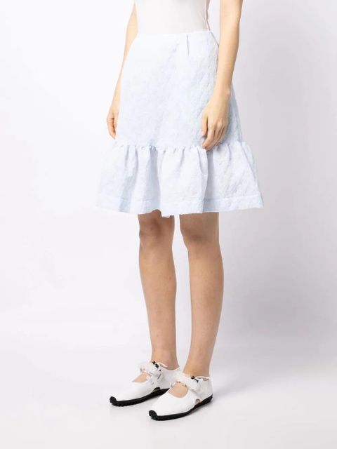 Simone Rocha flared-hem textured skirt - Blue
