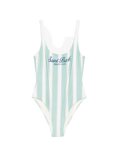 MC2 Saint Barth striped logo-print swimsuit - Green - zdjęcie produktu nr 1