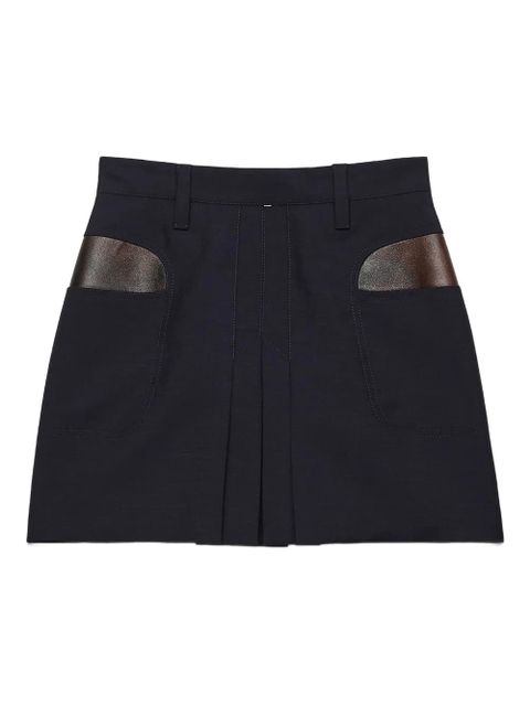 Prada leather-pocket pleated mini skirt - Blue - zdjęcie produktu nr 1