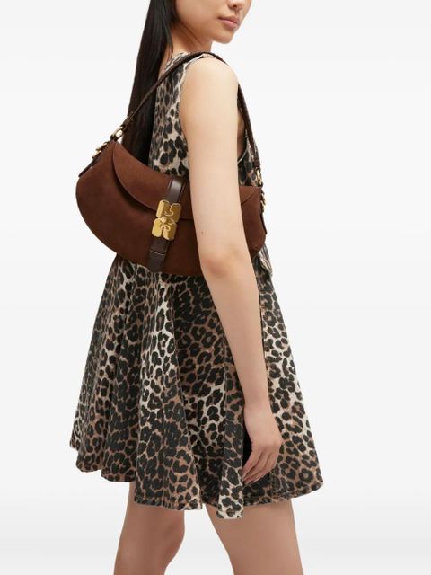 GANNI logo-plaque shoulder bag - Brown