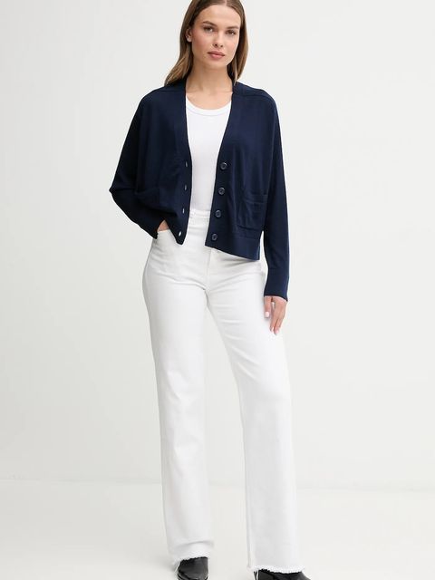 United Colors of Benetton kardigan wełniany damski kolor granatowy lekki 11AHD604R