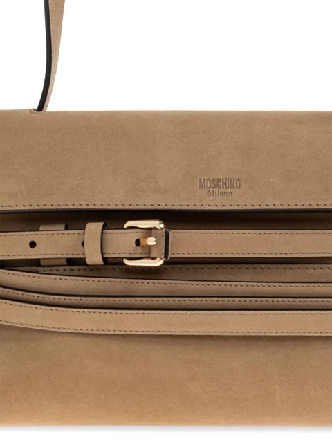 Moschino Tie buckle-belt leather tote bag - Neutrals