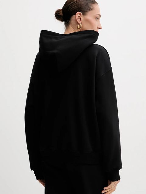 La Mania bluza damska kolor czarny z kapturem z aplikacją ROCKY