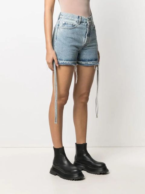 Off-White side tie fastening denim shorts - Blue