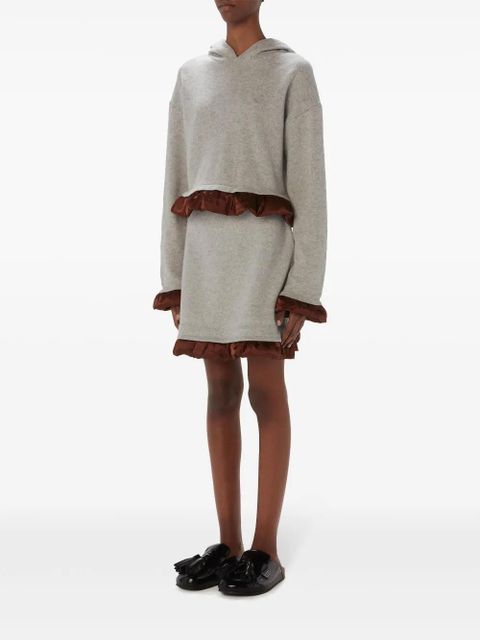 JW Anderson satin-trimmed cropped hoodie - Grey - zdjęcie produktu nr 2