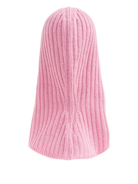 GANNI logo-embroidered knitted hat - Pink