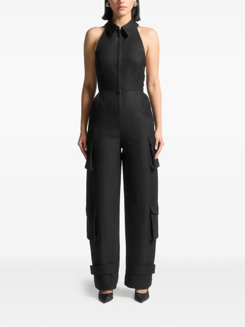 Manière De Voir halterneck cargo jumpsuit - Black