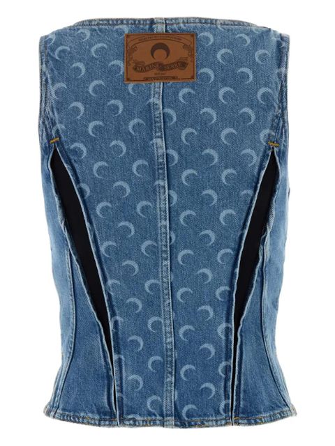 Marine Serre moon-print zip-up blouse - Blue - zdjęcie produktu nr 2