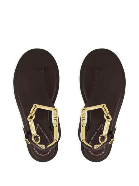 ZIMMERMANN Wild chain-embellished leather sandals - Brown