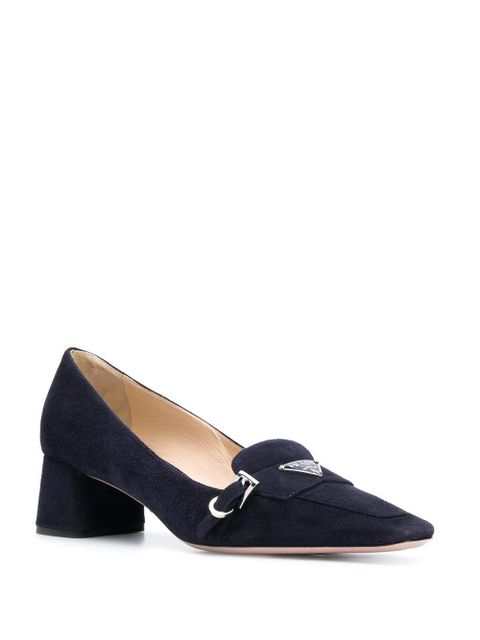 Prada logo-plaque slip-on pumps - Blue