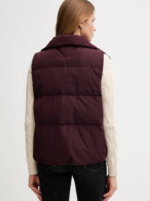 Tommy Hilfiger bezrękawnik puchowy kolor bordowy przejściowy WW0WW46545