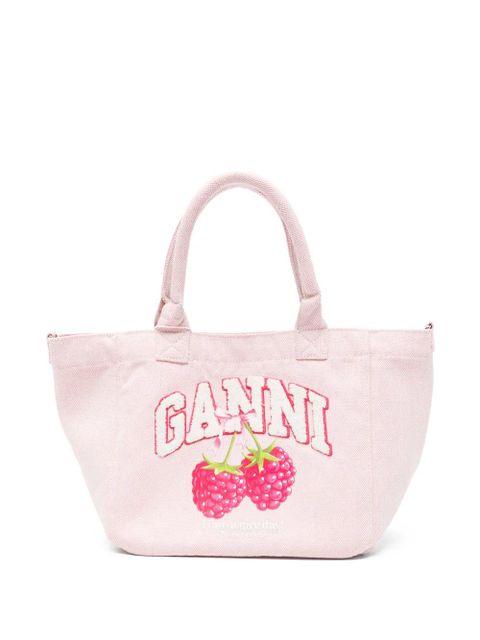 GANNI raspberry-print logo-patch tote bag - Pink - zdjęcie produktu nr 1