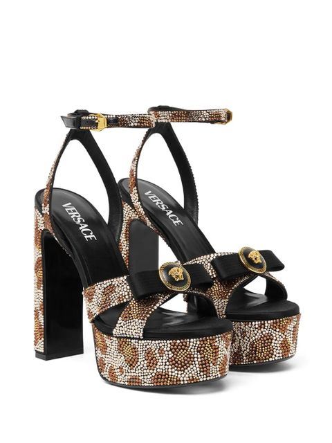 Versace 140mm crystal-leopard sandals - Brown - zdjęcie produktu nr 2