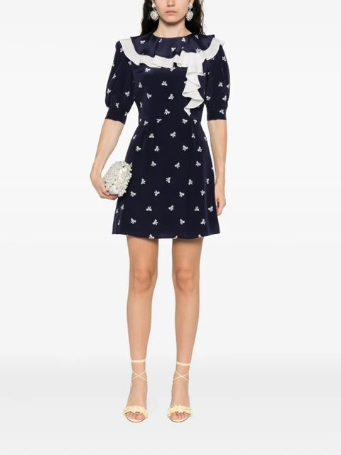 Alessandra Rich bow-print mini dress - Blue - zdjęcie produktu nr 2