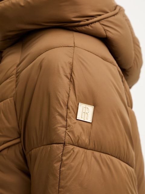 Fracomina kurtka kolor brązowy zimowa oversize FJ25WC3002O42301