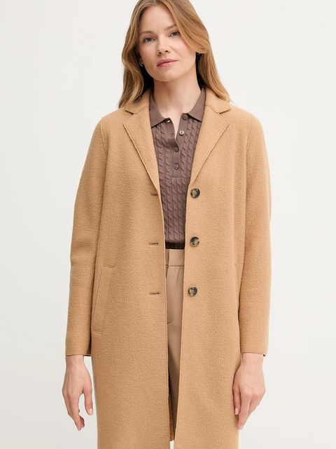 OUI płaszcz wełniany kolor brązowy 79918