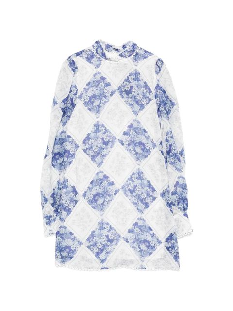 TWINSET long-sleeve floral-detail mini dress - Blue - zdjęcie produktu nr 1