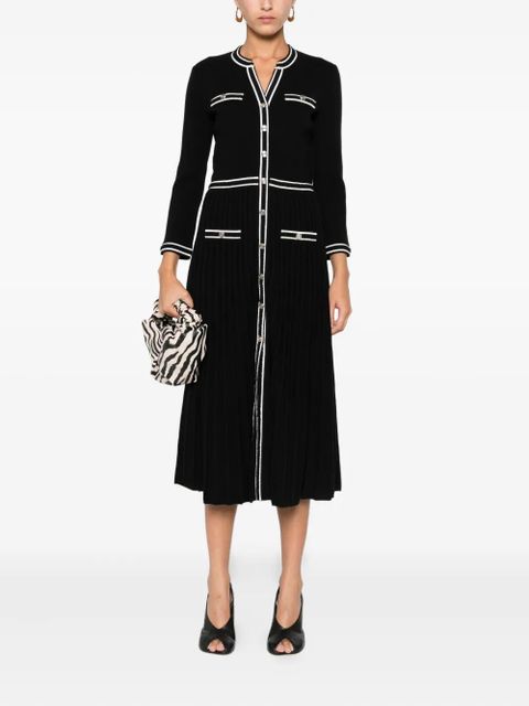 Maje pleated button-front knit dress - Black