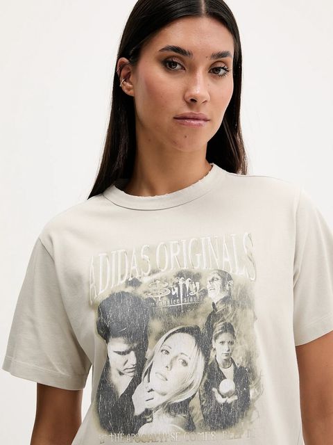 adidas Originals t-shirt bawełniany 20th Century Fox Disney damski kolor beżowy JX1282