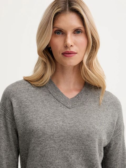 United Colors of Benetton sweter z dodatkiem wełny damski kolor szary lekki 102HD4032