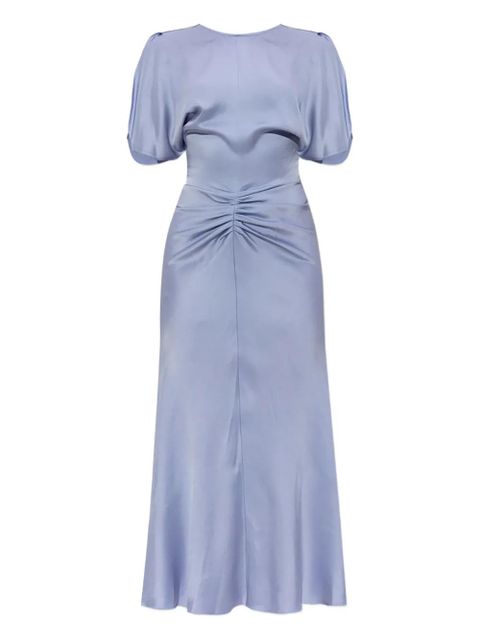 Victoria Beckham puff-sleeved ruched dress - Blue - zdjęcie produktu nr 1