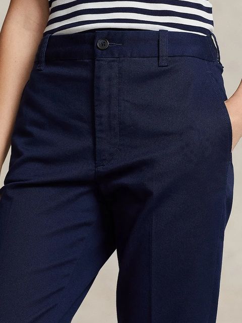 Polo Ralph Lauren spodnie damskie kolor granatowy proste high waist