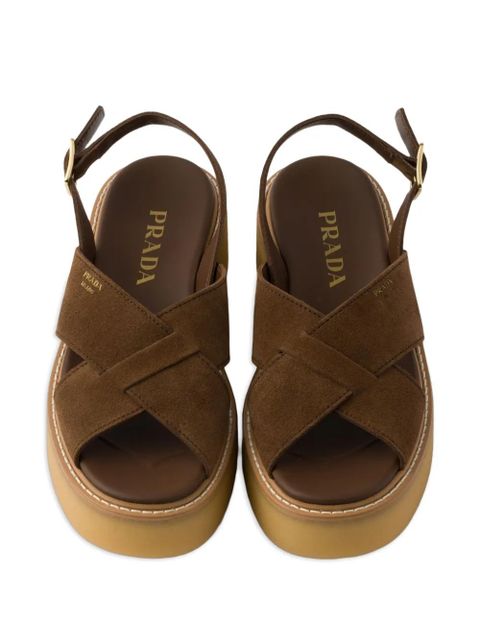 Prada 60mm buckle-strap platform sandals - Brown