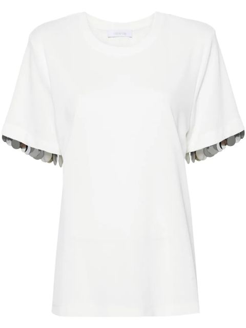 Rabanne paillette-embellished crepe T-shirt - White - zdjęcie produktu nr 1