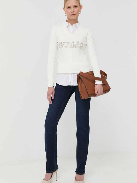 Morgan jeansy PDROIT damskie kolor granatowy high waist - zdjęcie produktu nr 2