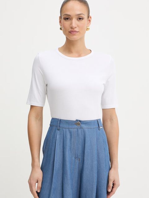 BOSS t-shirt basic damski z dodatkiem jedwabiu Evyta - zdjęcie produktu nr 2