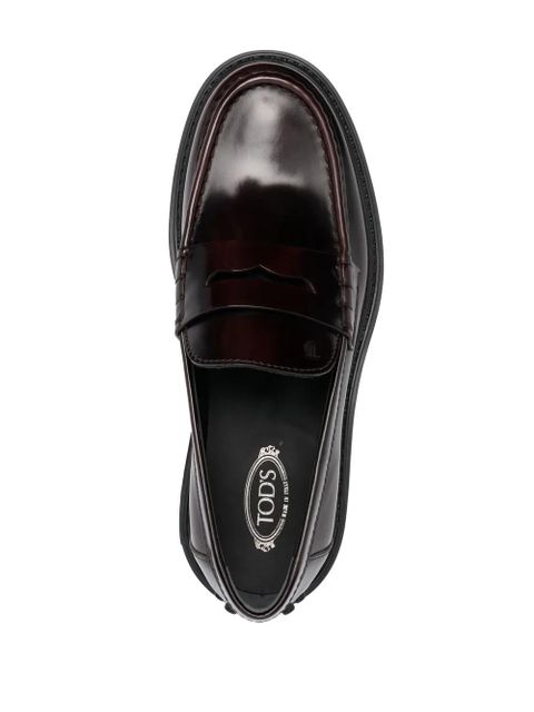Tod's semi-patent leather loafers - Red
