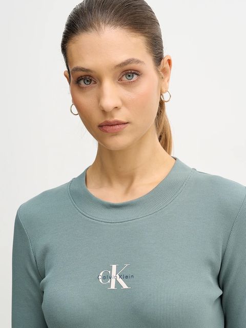 Calvin Klein Jeans longsleeve kolor zielony LV047A803G