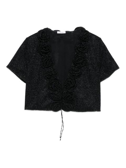 Oséree rose-embellished glitter-detail top - Black - zdjęcie produktu nr 1