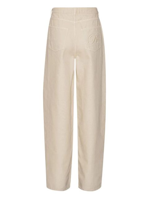 ROTATE BIRGER CHRISTENSEN R-embroidery cotton straight-leg jeans - Neutrals
