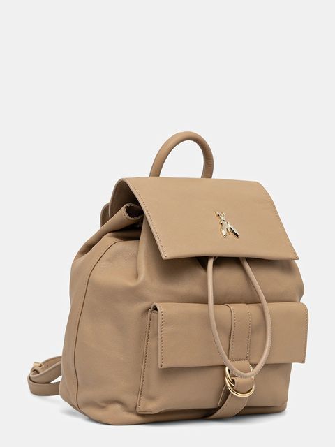 Patrizia Pepe plecak skórzany damski kolor beżowy mały gładki 8B0285 L162 - zdjęcie produktu nr 2