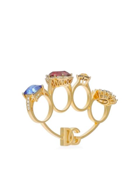 Dolce & Gabbana Knucklebuster rhinestone-embellished ring - Gold