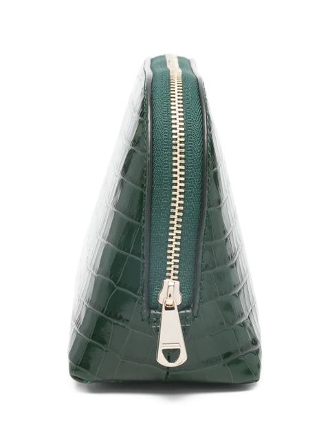 Aspinal Of London crocodile-design makeup case - Green