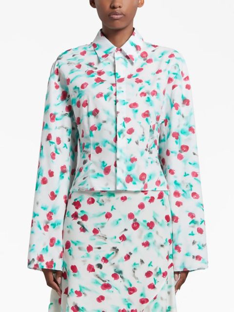 Marni floral-print cotton shirt - White