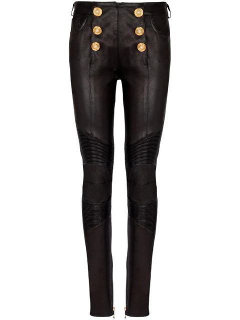 Balmain leather skinny trousers - Black - zdjęcie produktu nr 1